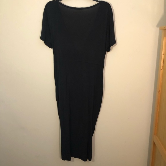 Altar’d State Slit V-Neck Midi Dress Off Black Twist Dress Large - Picture 5 of 6